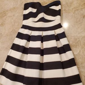 Express strapless dress black and white stripes